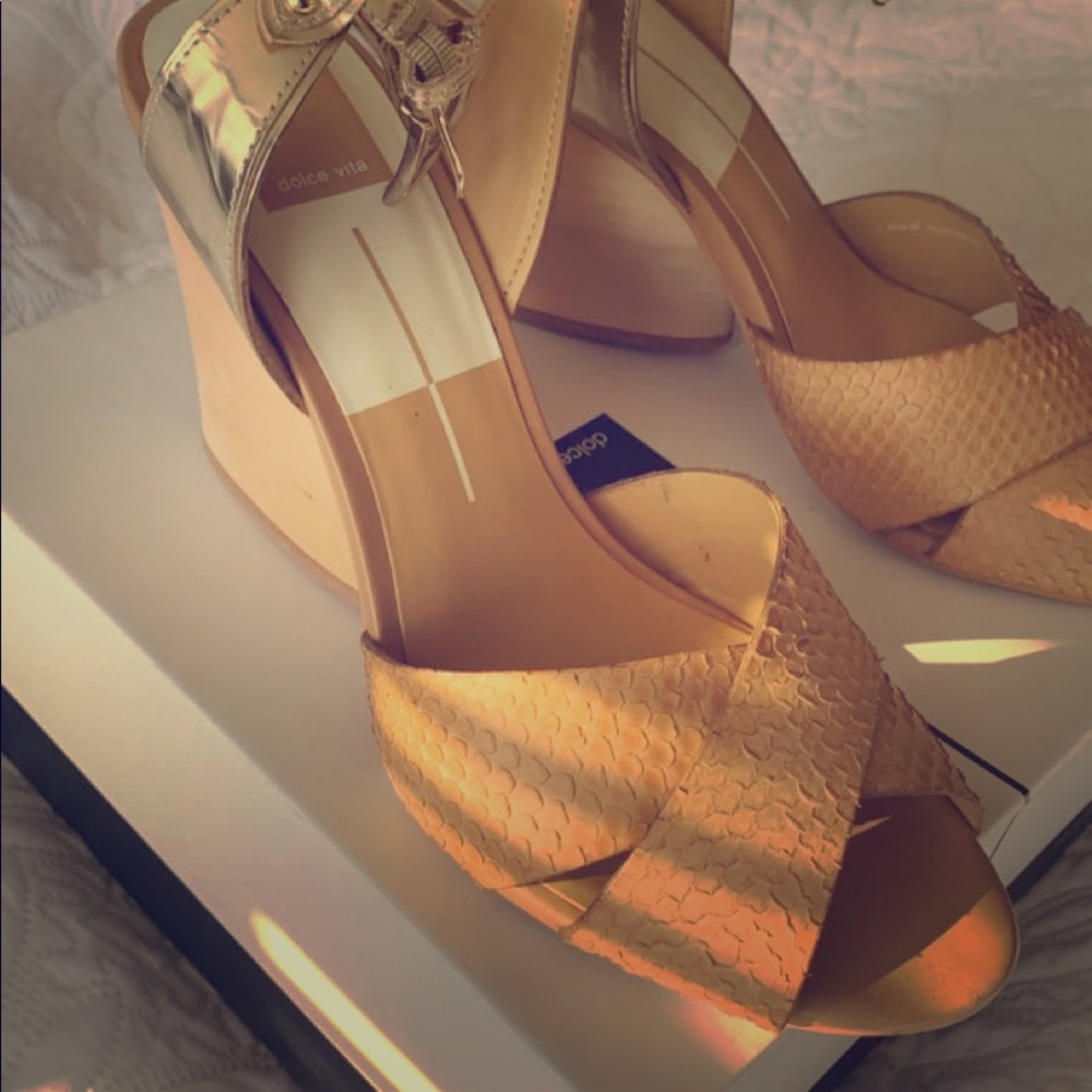 Dolce Vita snake embossed Kelly wedge sandals